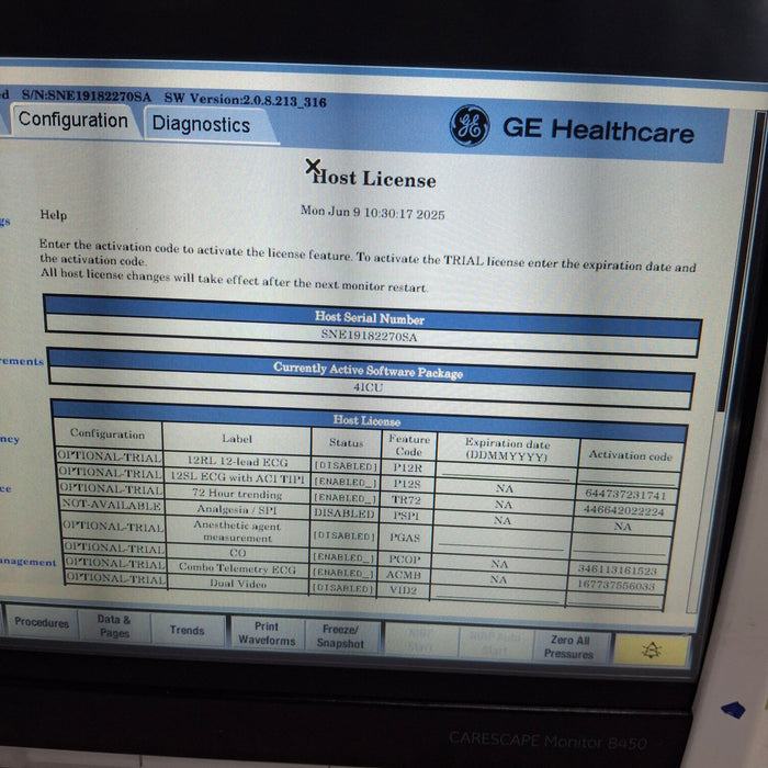 GE Healthcare Carescape B450 Critical Care Patient Monitor