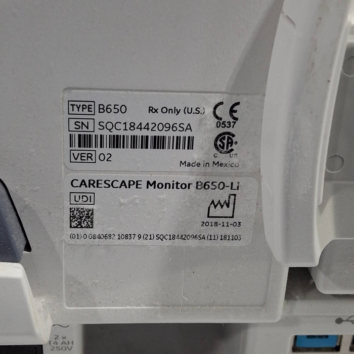 GE Healthcare GE Healthcare Carescape B650 Patient Monitor Patient Monitors reLink Medical