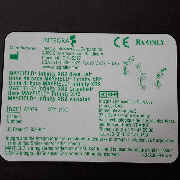 Integra Lifesciences A2079 MAYFIELD Infinity XR2 Base Unit
