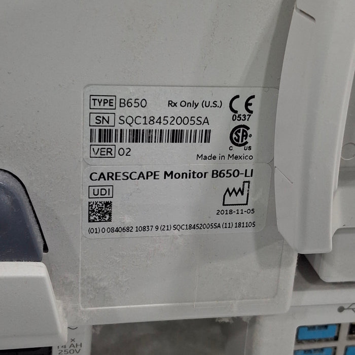 GE Healthcare GE Healthcare Carescape B650 Critical Care Patient Monitor Patient Monitors reLink Medical