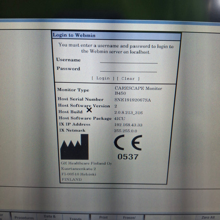 GE Healthcare Carescape B450 Critical Care Patient Monitor