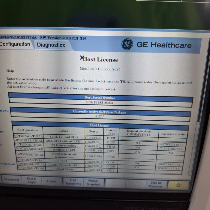 GE Healthcare Carescape B450 Critical Care Patient Monitor