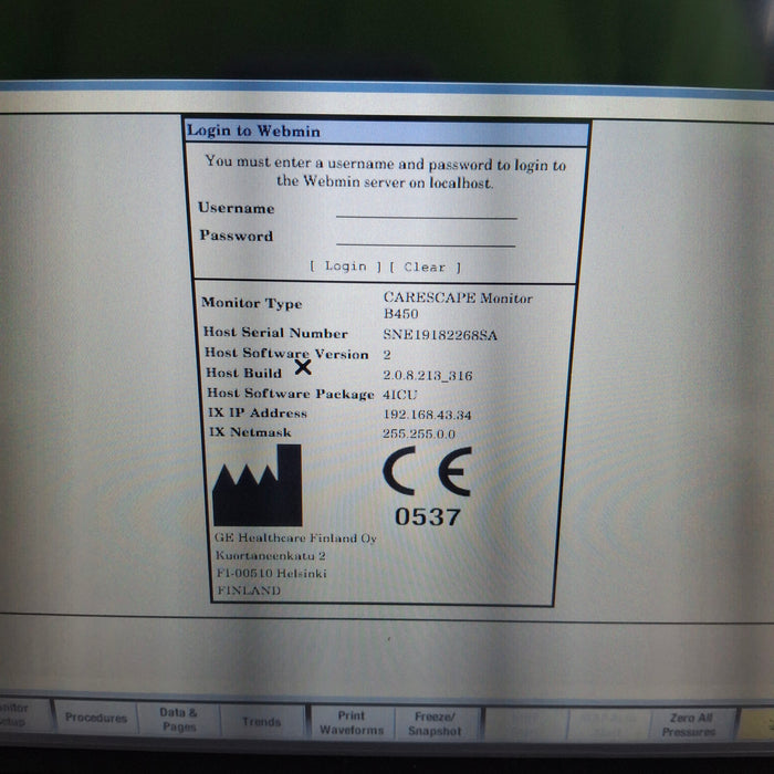 GE Healthcare Carescape B450 Critical Care Patient Monitor