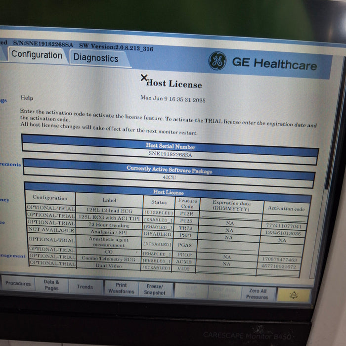 GE Healthcare Carescape B450 Critical Care Patient Monitor
