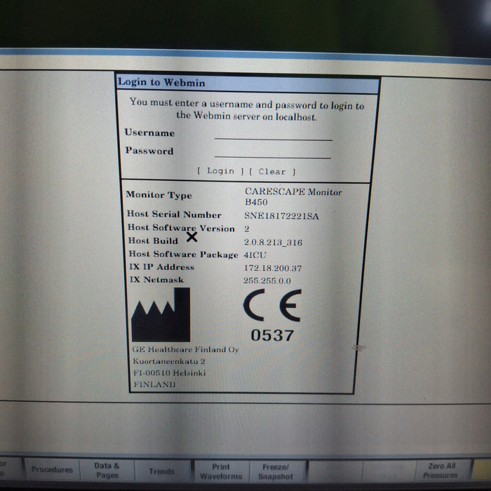 GE Healthcare Carescape B450 Critical Care Patient Monitor