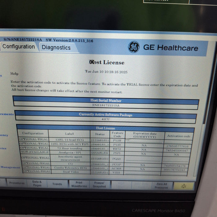 GE Healthcare Carescape B450 Critical Care Patient Monitor