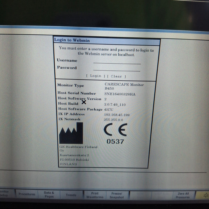 GE Healthcare Carescape B450 Critical Care Patient Monitor