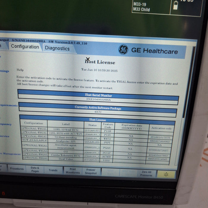 GE Healthcare Carescape B450 Critical Care Patient Monitor