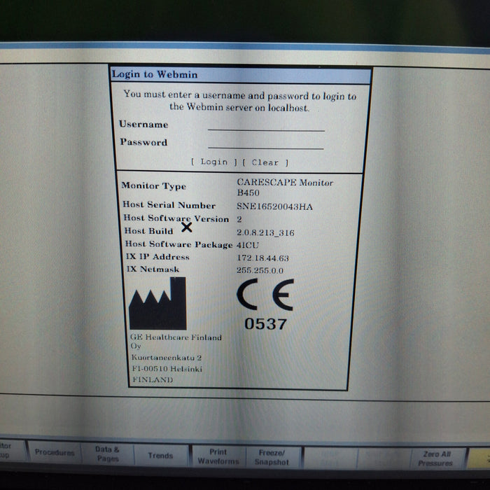 GE Healthcare Carescape B450 Critical Care Patient Monitor