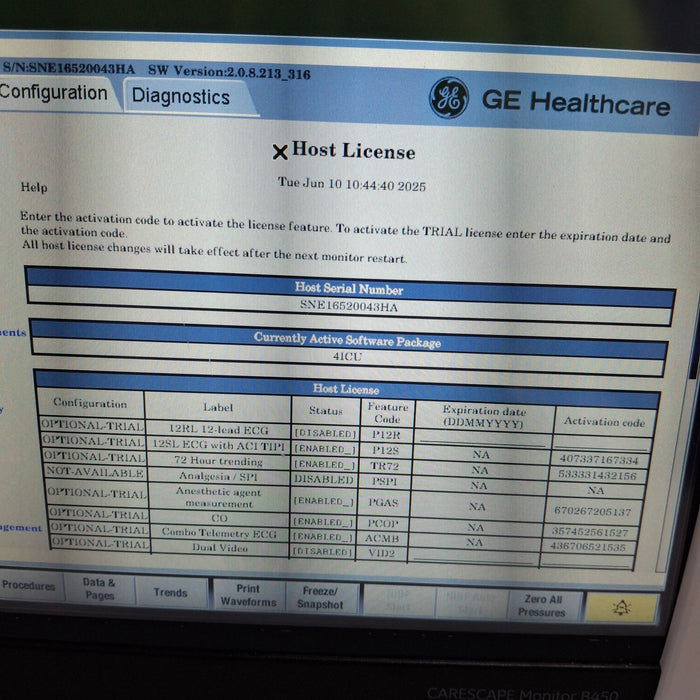 GE Healthcare Carescape B450 Critical Care Patient Monitor
