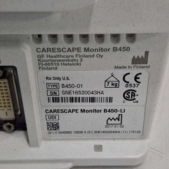 GE Healthcare Carescape B450 Critical Care Patient Monitor