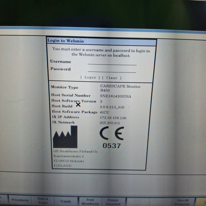GE Healthcare Carescape B450 Critical Care Patient Monitor