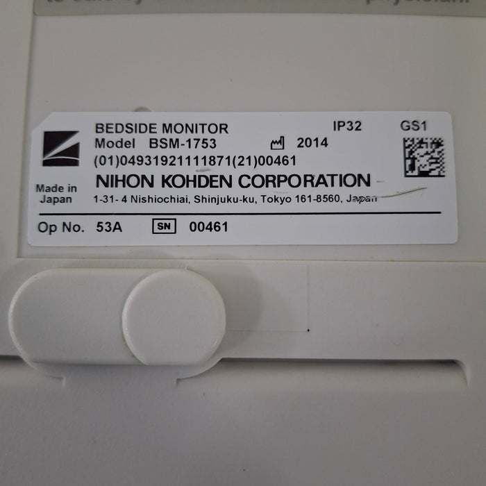 Nihon Kohden BSM-1753 Life Scope PT Transport Patient Monitor