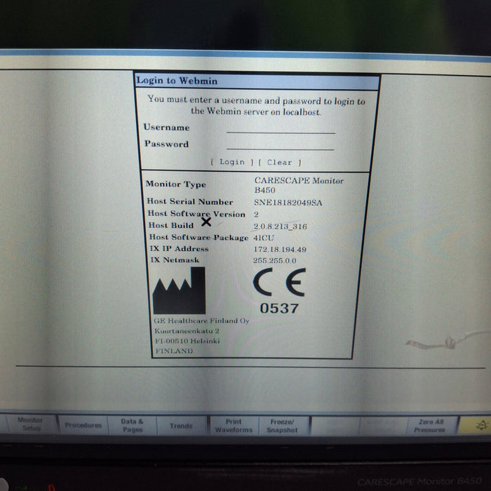 GE Healthcare Carescape B450 Critical Care Patient Monitor
