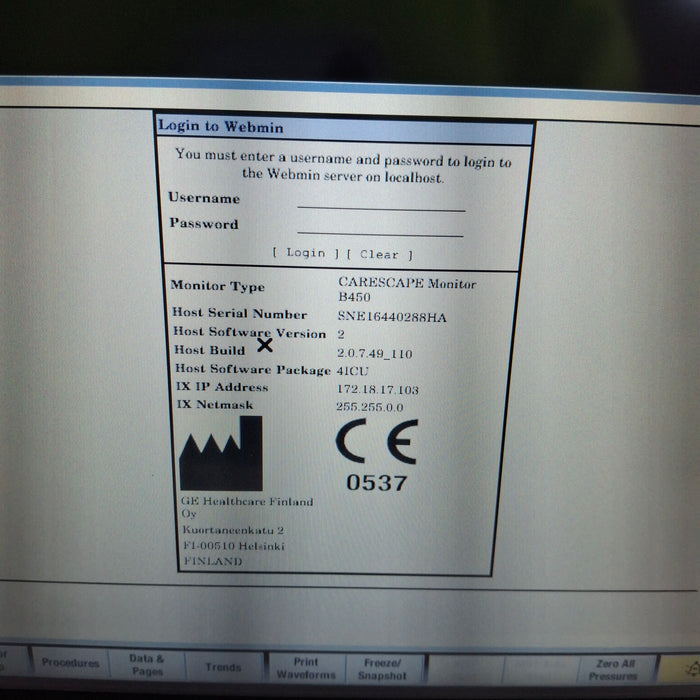 GE Healthcare Carescape B450 Critical Care Patient Monitor