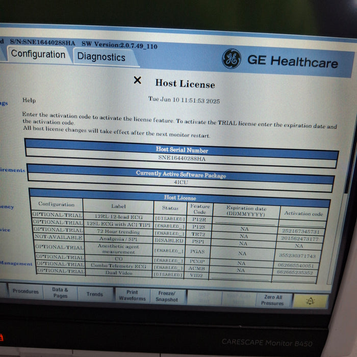 GE Healthcare Carescape B450 Critical Care Patient Monitor