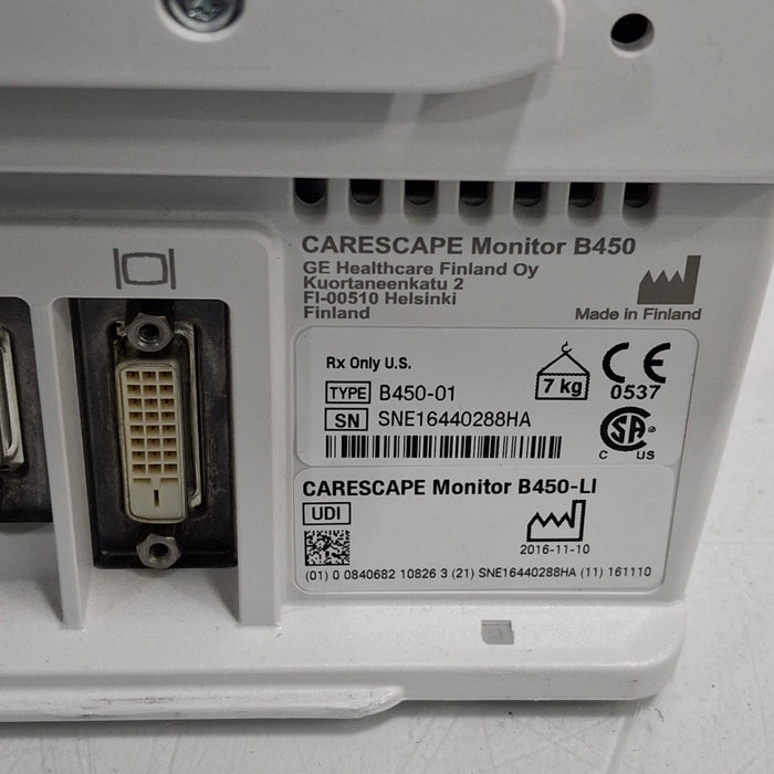 GE Healthcare Carescape B450 Critical Care Patient Monitor