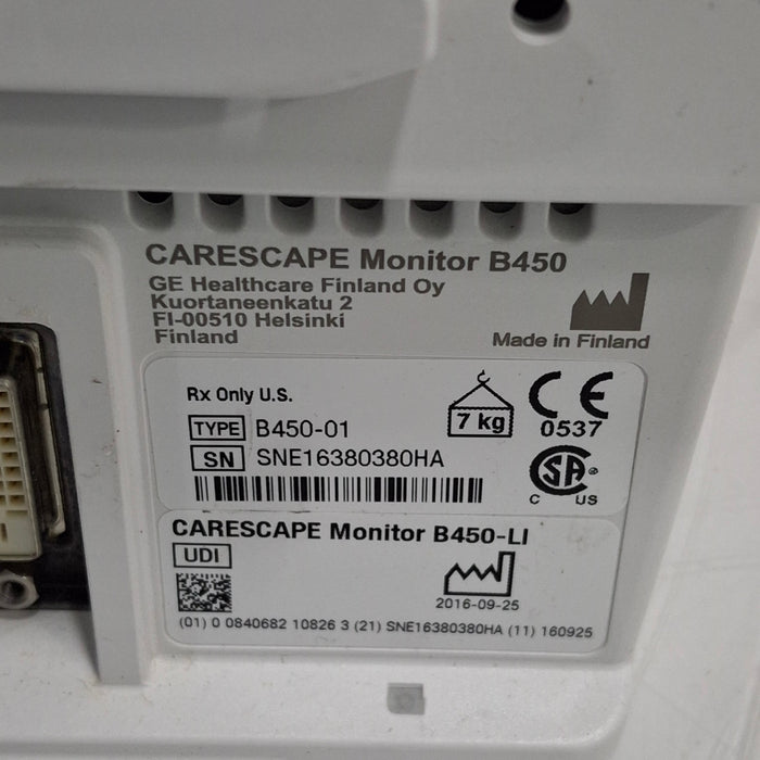 GE Healthcare Carescape B450 Critical Care Patient Monitor