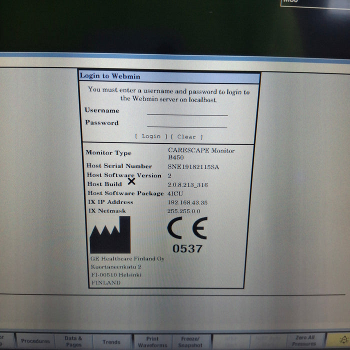 GE Healthcare Carescape B450 Critical Care Patient Monitor