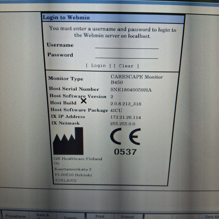GE Healthcare Carescape B450 Critical Care Patient Monitor
