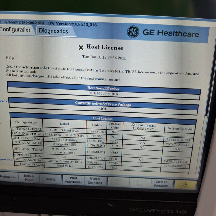 GE Healthcare Carescape B450 Critical Care Patient Monitor