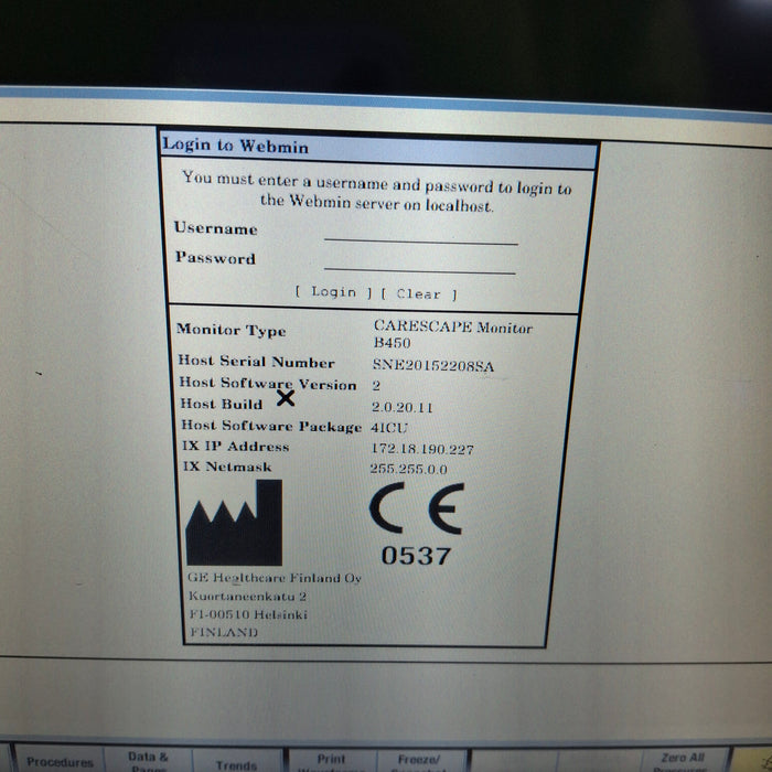 GE Healthcare Carescape B450 Critical Care Patient Monitor