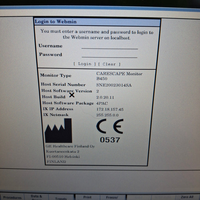 GE Healthcare GE Healthcare Carescape B450 Post Anesthesia Care Patient Monitor Patient Monitors reLink Medical