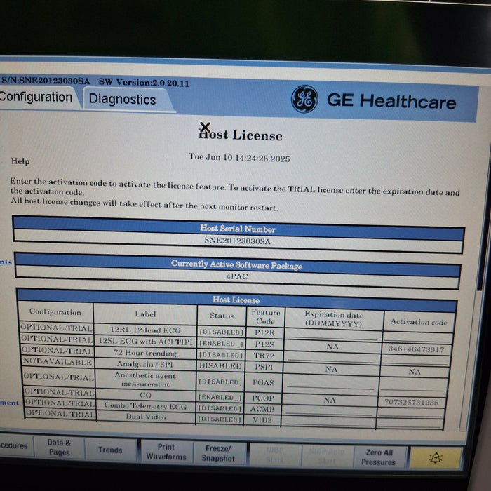 GE Healthcare Carescape B450 Post Anesthesia Care Patient Monitor