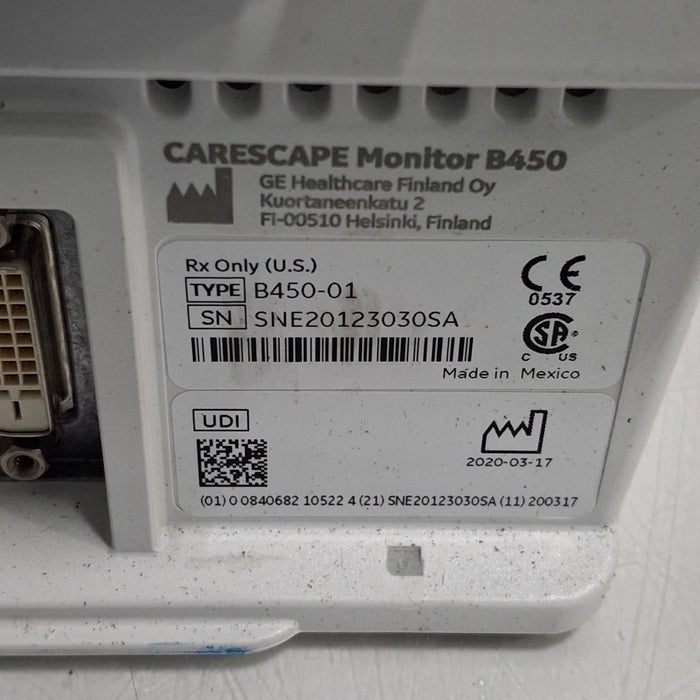 GE Healthcare Carescape B450 Post Anesthesia Care Patient Monitor