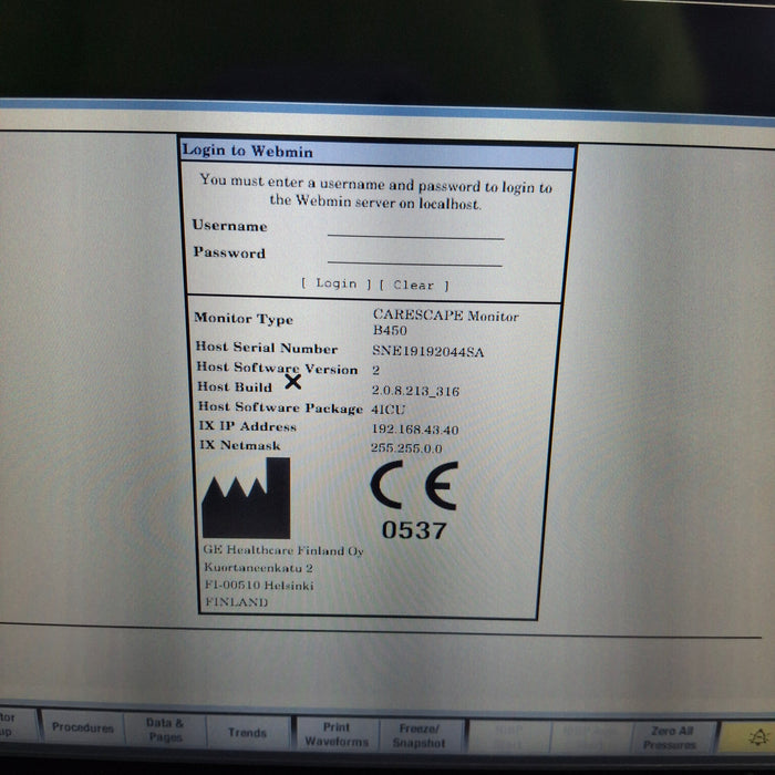 GE Healthcare Carescape B450 Critical Care Patient Monitor