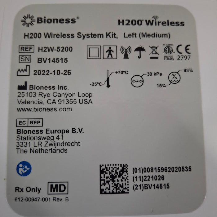 Bioness Inc NESS H200 Wireless System Kit