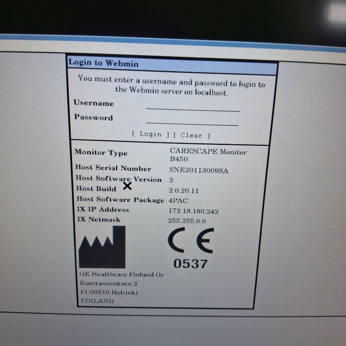 GE Healthcare Carescape B450 Post Anesthesia Care Patient Monitor