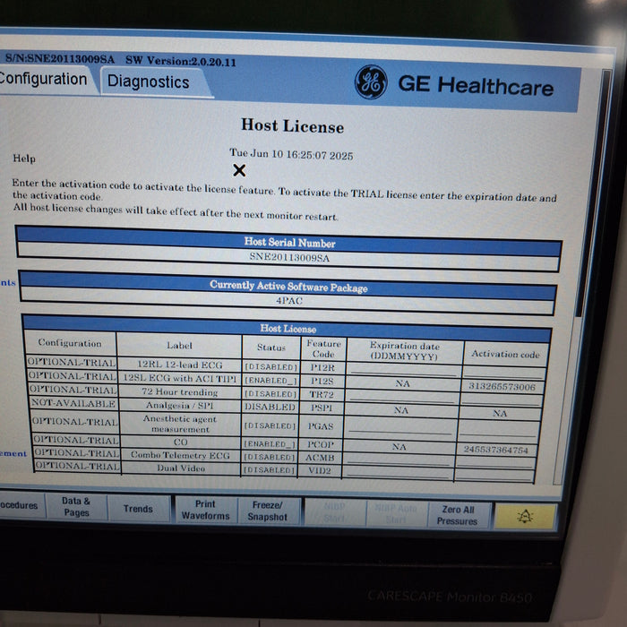 GE Healthcare Carescape B450 Post Anesthesia Care Patient Monitor