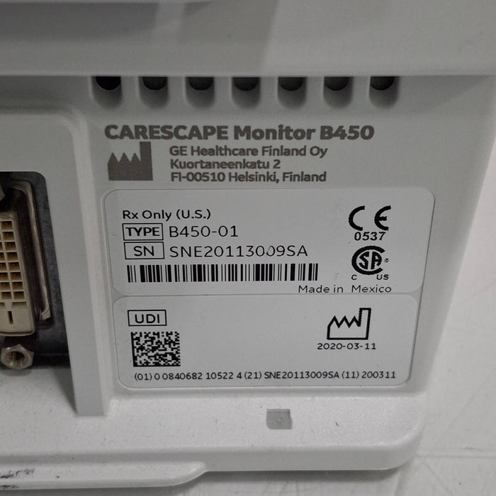 GE Healthcare Carescape B450 Post Anesthesia Care Patient Monitor