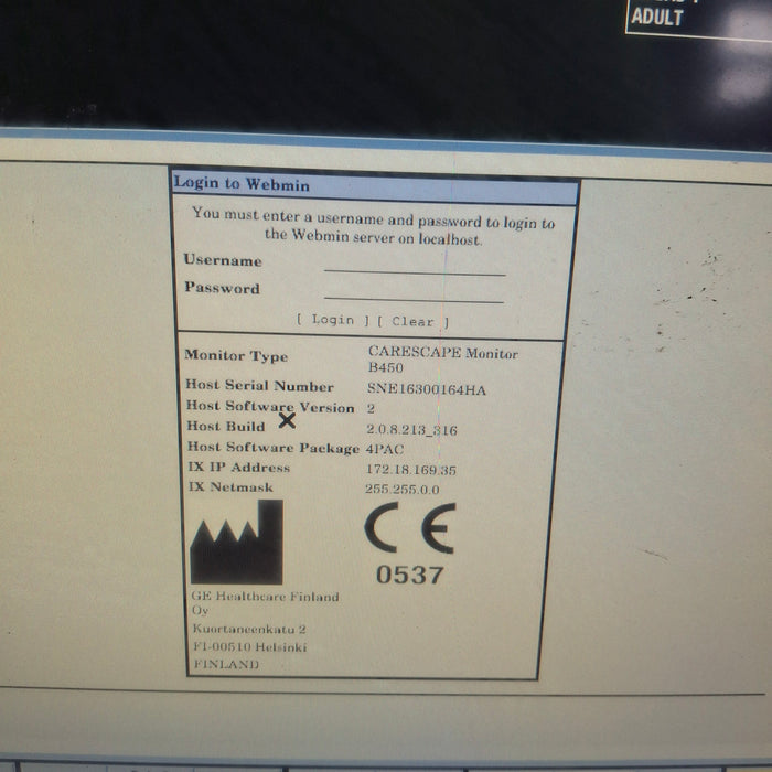 GE Healthcare Carescape B450 Post Anesthesia Care Patient Monitor