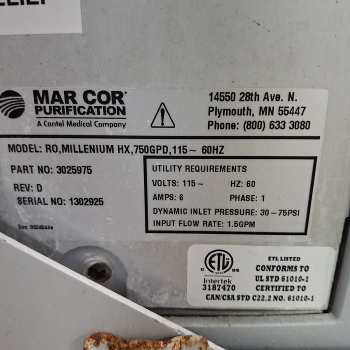 Mar Cor Purification Mar Cor Purification RO, Millenium 750 Reverse Osmosis System Dialysis reLink Medical