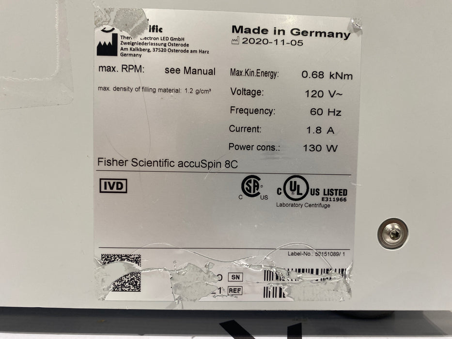 Fisher Scientific accuSpin 8C Clinical Centrifuge