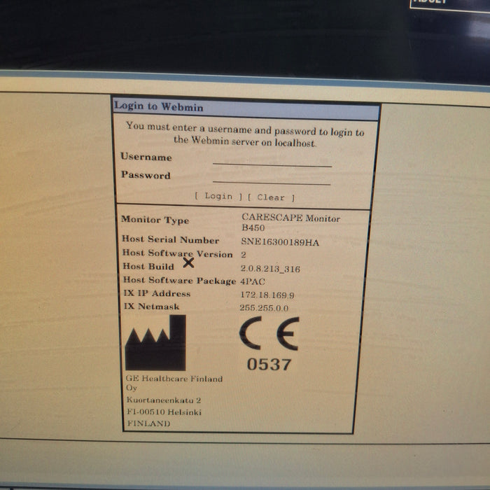 GE Healthcare Carescape B450 Post Anesthesia Care Patient Monitor