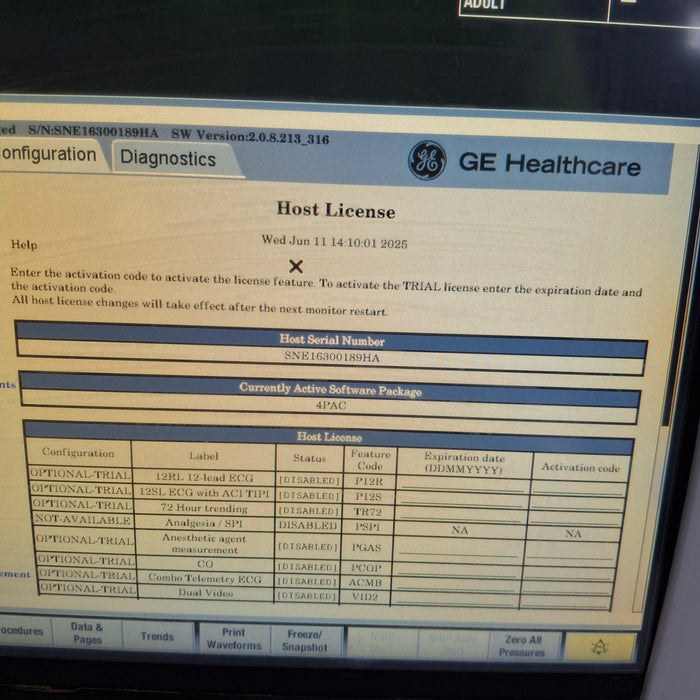 GE Healthcare Carescape B450 Post Anesthesia Care Patient Monitor
