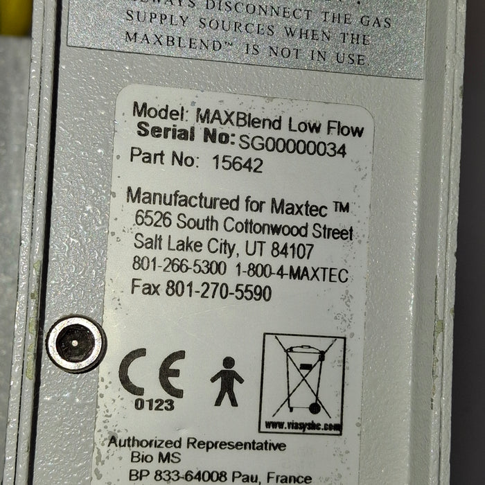 Maxtec, Inc. MAXBlend Low Flow Air/Oxygen Blender