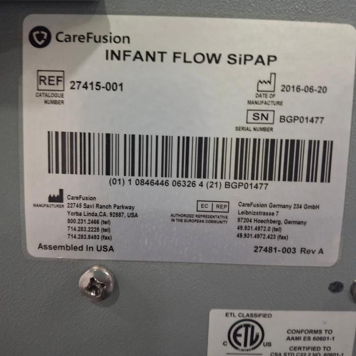 CareFusion CareFusion Infant Flow SIPAP Ventilation System Respiratory reLink Medical