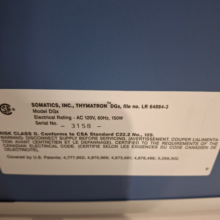 Somatics, LLC Thymatron DGX ECT Instrument