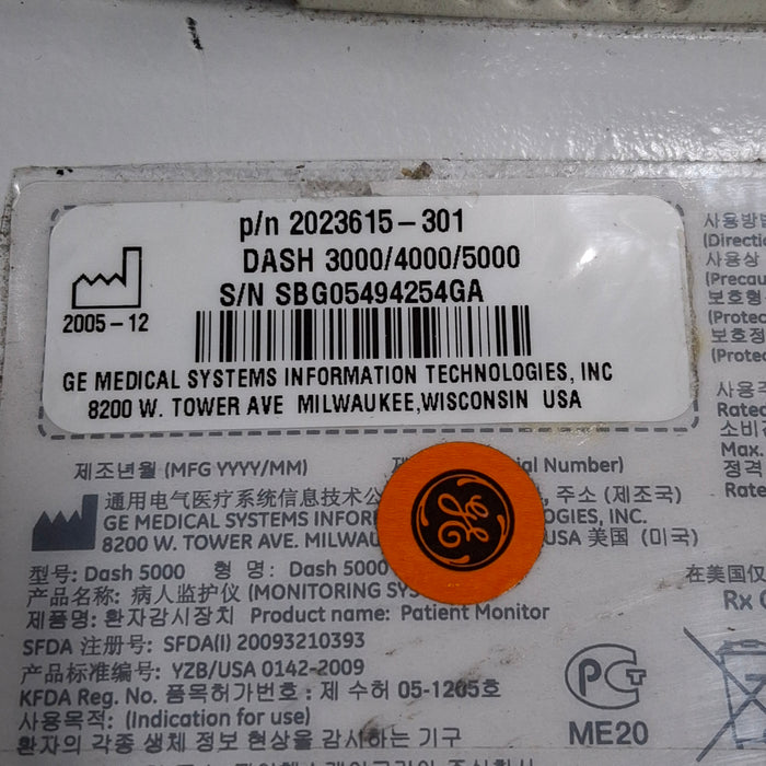 GE Healthcare GE Healthcare Dash 5000 - GE/Nellcor SpO2 Patient Monitor Patient Monitors reLink Medical