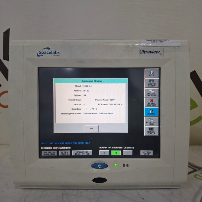 Spacelabs Healthcare Ultraview SL 91369 Monitor