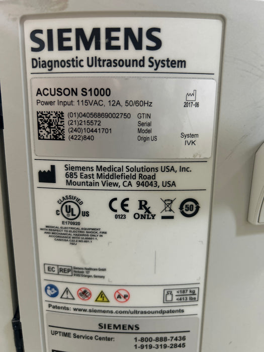 Siemens Siemens Acuson S1000 Ultrasound Ultrasound reLink Medical