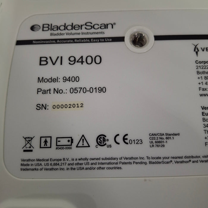 Verathon Medical, Inc BVI 9400 Bladderscan