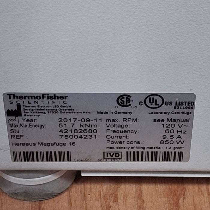 Thermo Scientific Thermo Scientific Megafuge 16 Benchtop Centrifuge Centrifuges reLink Medical