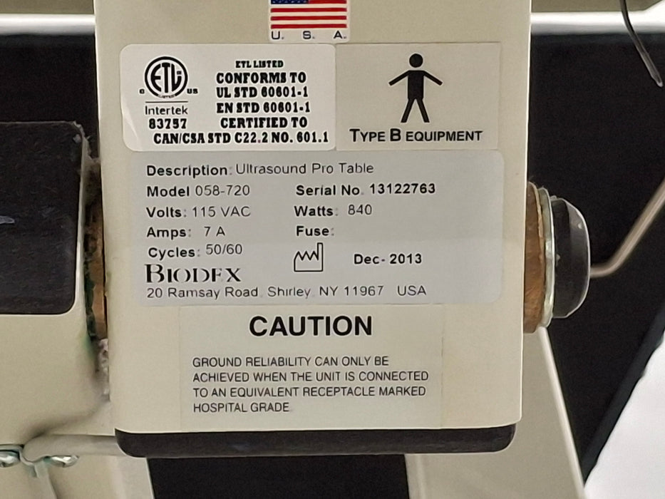 Biodex 058-720 Ultrasound Pro Table