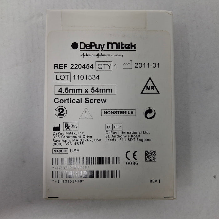 DePuy Mitek 220454 4.5mm x 54mm Cortical Screw