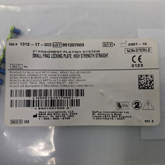 DePuy DePuy 1312-17-002 Small Frag Locking Plate, High Strength Straight Surgical Instruments reLink Medical